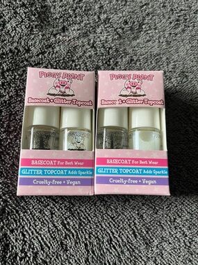 Pink Basecoat & Glitter Topcoat Nail Set - Pink